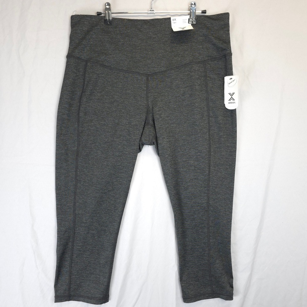 Xersion High Rise Capri‎ Leggings Women 0X Gray Tummy Control Workout Stretch